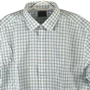 NEW UNTUCKit Mens Clarke Short Sleeve Button Up Shirt 3XL Reg Blue Check Cotton